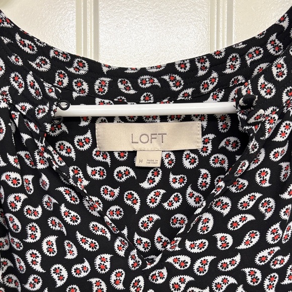 LOFT Black and White Printed Blouse - Picture 3 of 12